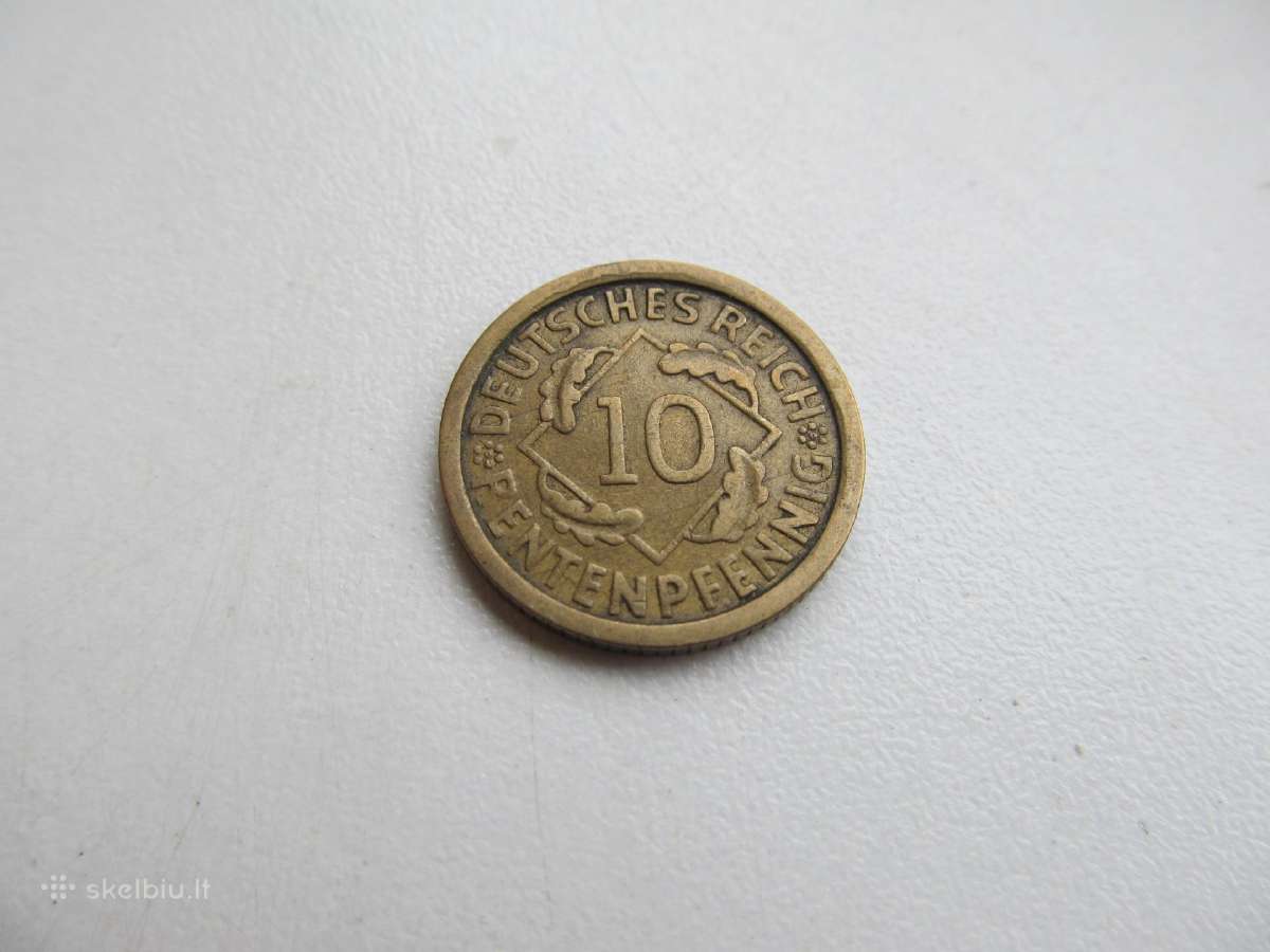 10 rentenpfennig , Vokietija , 1924 D, F - nuotraukos Nr. 3