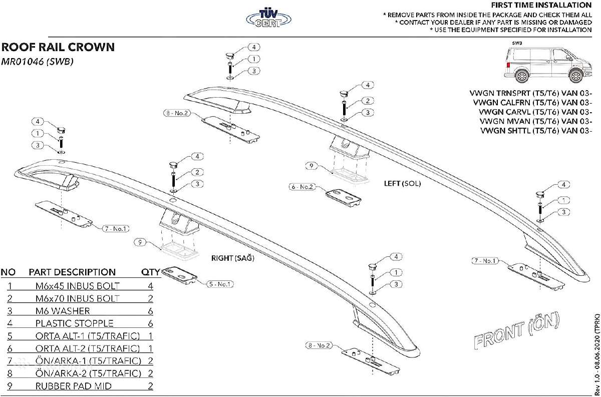 Stogo relingai ragai Volkswagen T5 T6 - nuotraukos Nr. 2