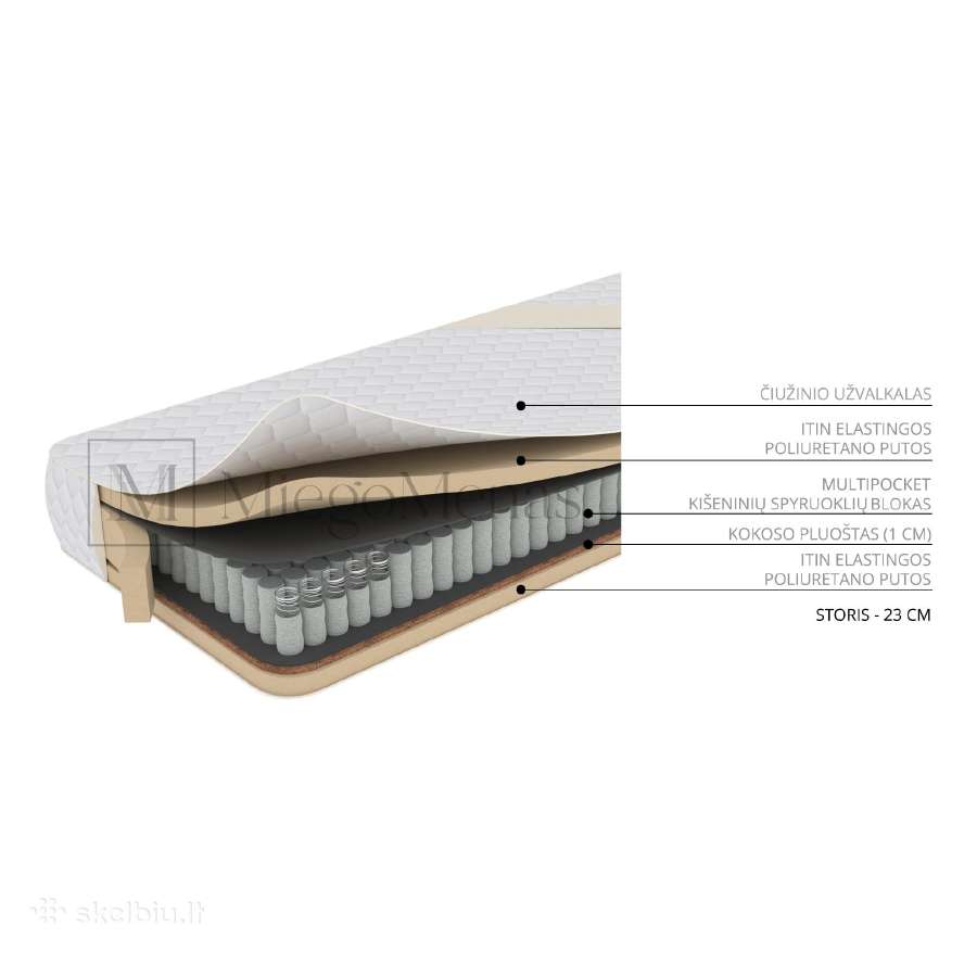 Multipocket čiužinys Naktis multihr+kokos 80x200 - nuotraukos Nr. 3