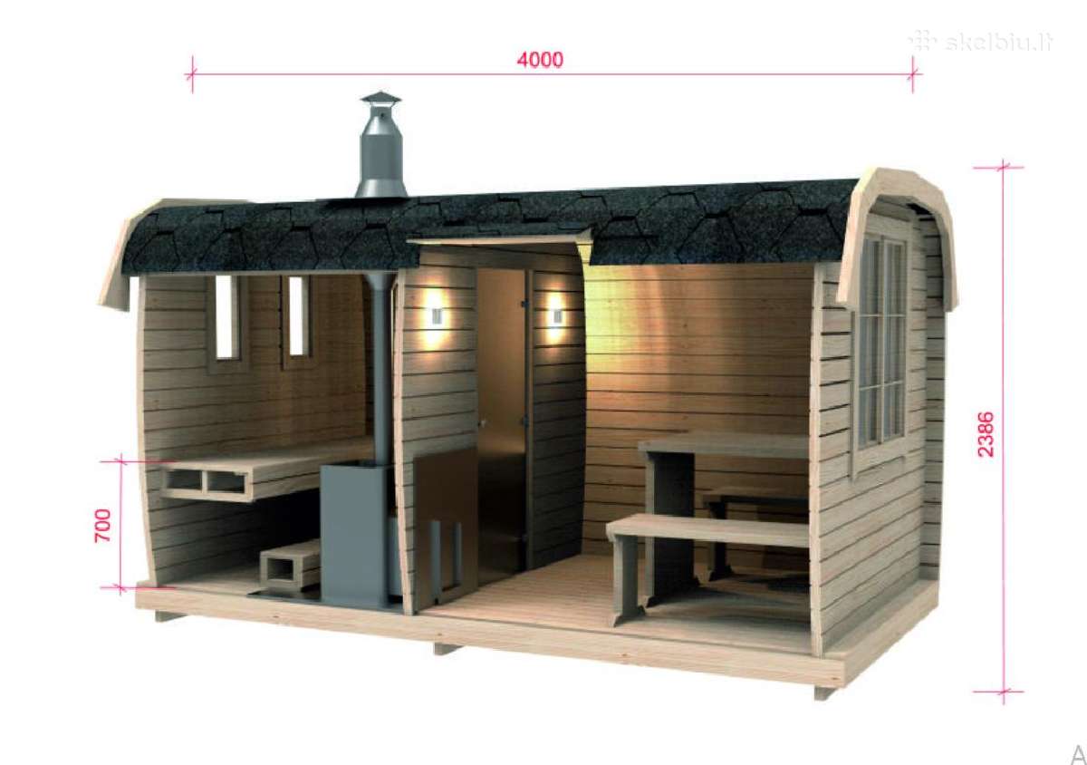 Lauko pirtis - kvadratinė sauna su priešpirčiu 4m - nuotraukos Nr. 13