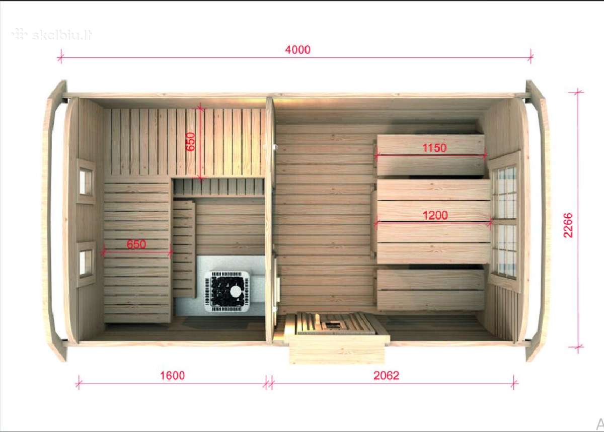 Lauko pirtis - kvadratinė sauna su priešpirčiu 4m - nuotraukos Nr. 14