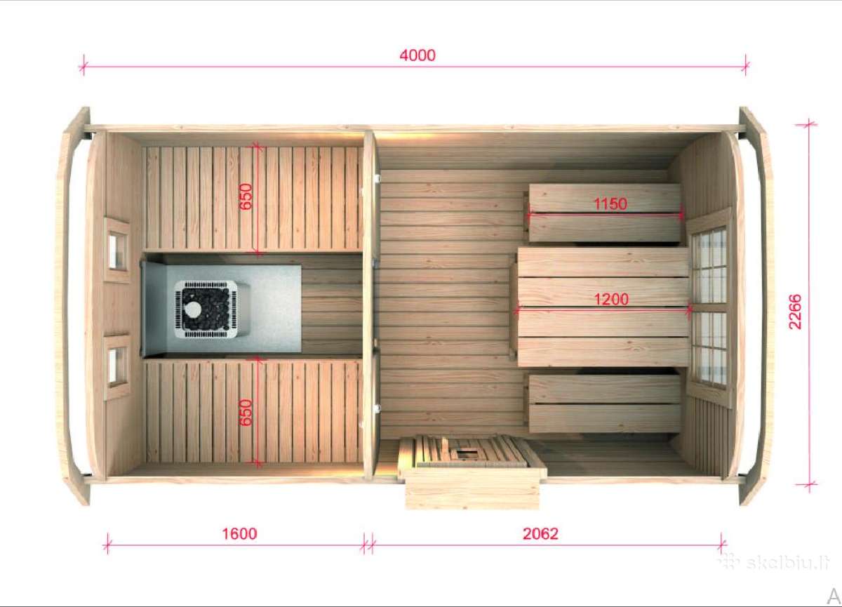 Lauko pirtis - kvadratinė sauna su priešpirčiu 4m - nuotraukos Nr. 15