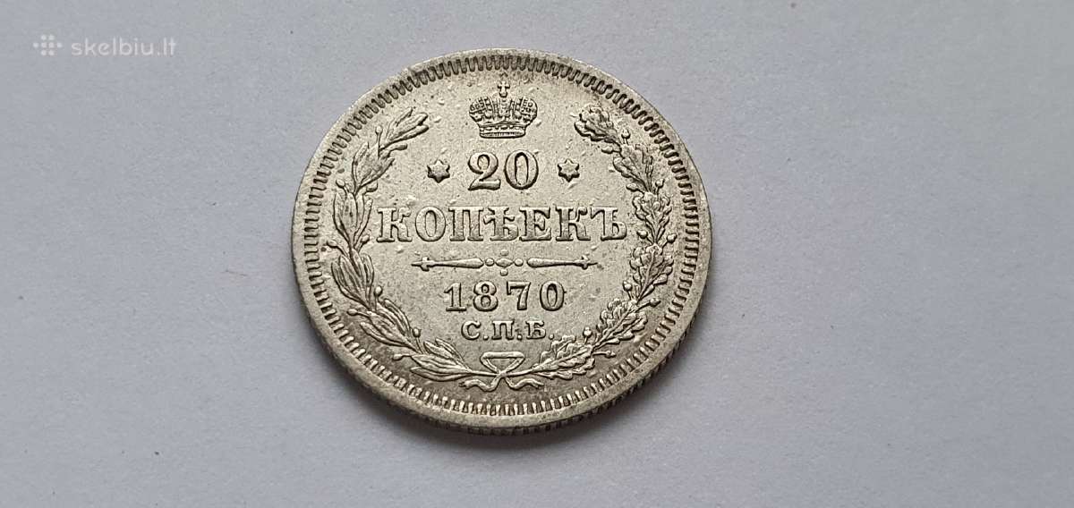 1870 20 kapeiku Unc moneta su kalyklos blizgesiu