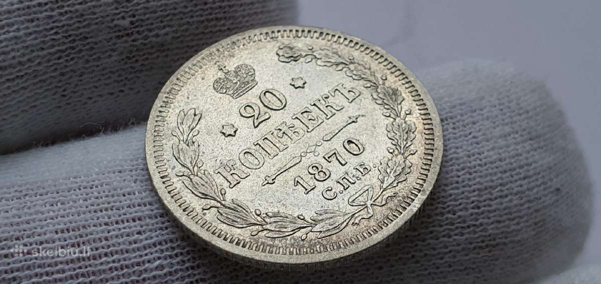 1870 20 kapeiku Unc moneta su kalyklos blizgesiu - nuotraukos Nr. 2