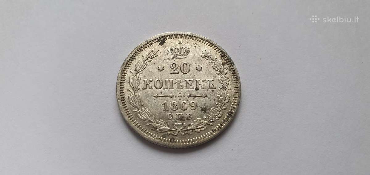 1869 20 kapeiku Unc moneta su kalyklos blizgesiu