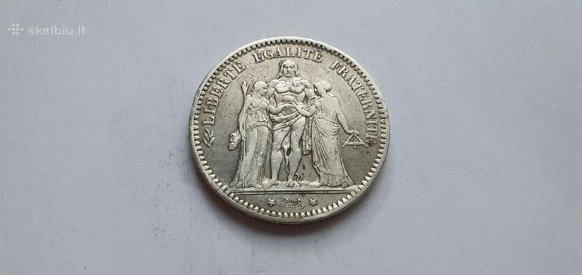 1873 5 frankai Prancuzija - nuotraukos Nr. 2