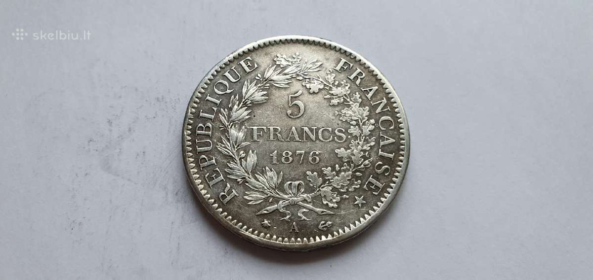 1876 5 frankai Prancuzija