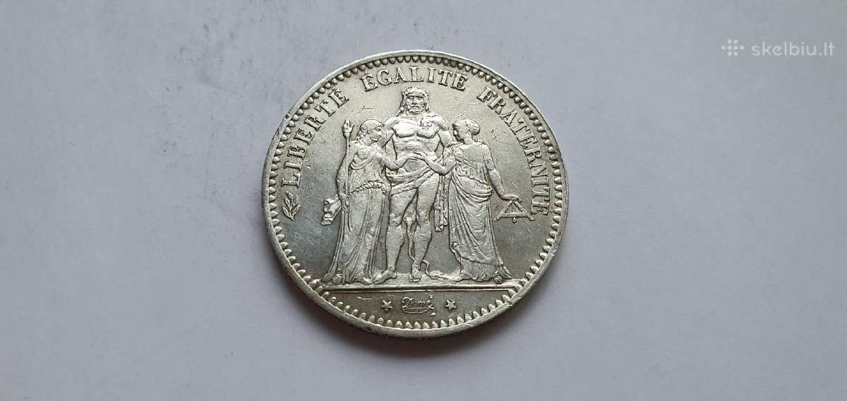 1877 5 frankai Prancuzija - nuotraukos Nr. 2