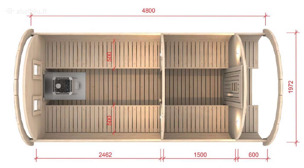 Apvali Lauko pirtis sauna - kubilas bačka 4,8m - nuotraukos Nr. 3