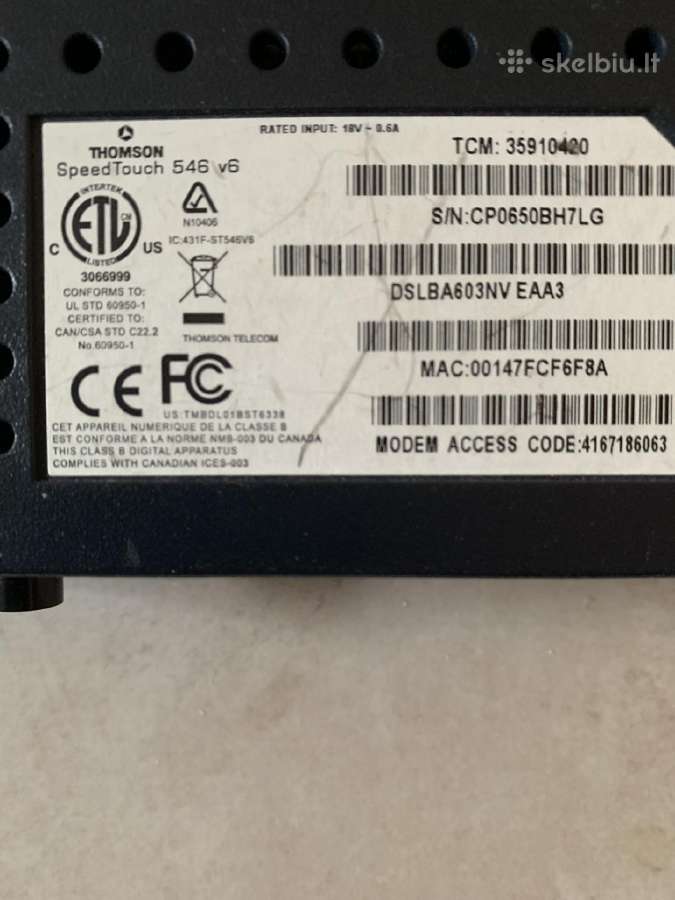 Adsl modemas Thomson - nuotraukos Nr. 2