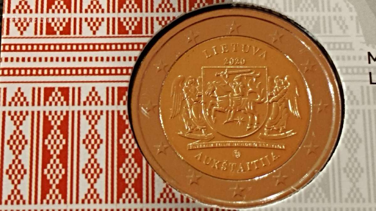 2 eurų moneta, skirta Aukštaitijai (bu) 2020m. - nuotraukos Nr. 3