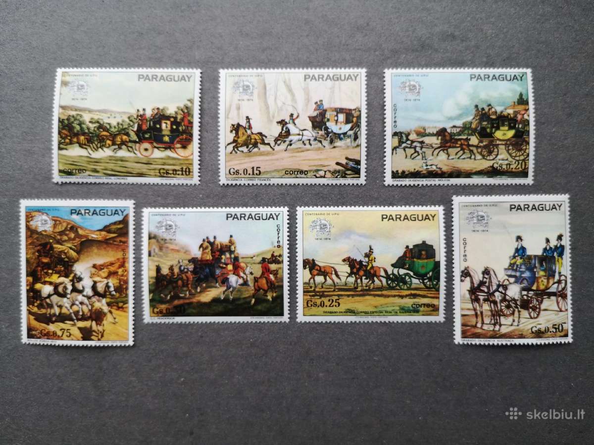 Transportas, karietos. Paraguay. Serija iš 7 p.ž.