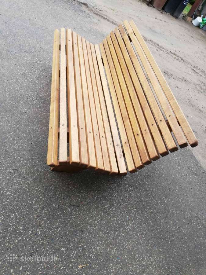 Ąžuolinis parko suolelis 1.70m. Patogus sėdėti. - nuotraukos Nr. 2