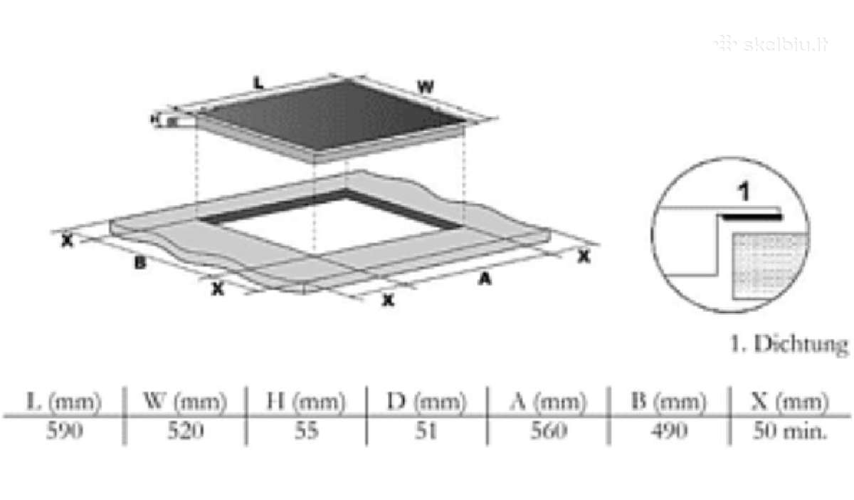 Indukcinės plokštės Wolkenstein 60cm 2x Flex Zone - nuotraukos Nr. 7