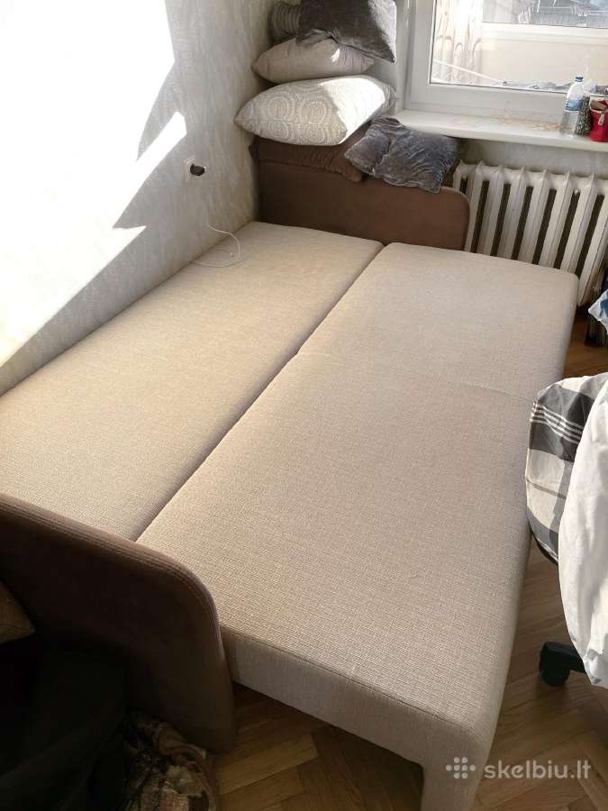 Šviesiai ruda kreminė sofa dvigulė - nuotraukos Nr. 5