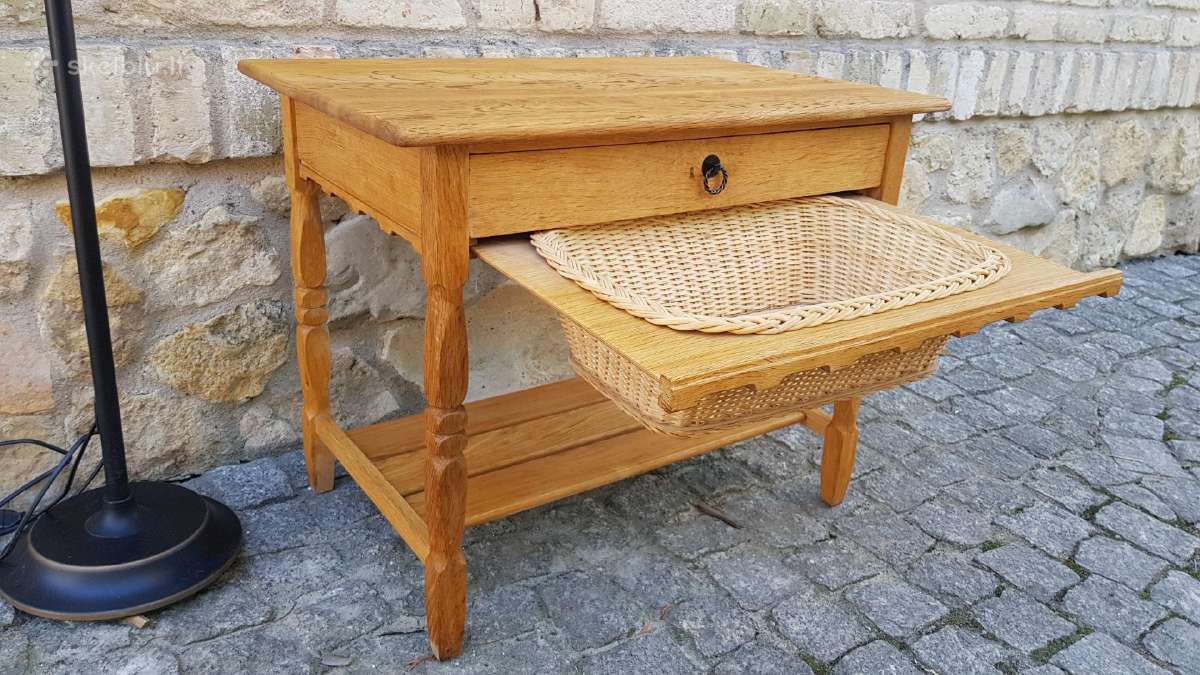 Vintažinis mid century kėnio masyvo staliukas - nuotraukos Nr. 5