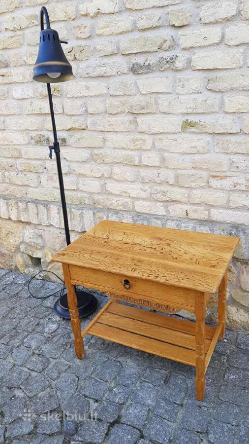 Vintažinis mid century kėnio masyvo staliukas - nuotraukos Nr. 14