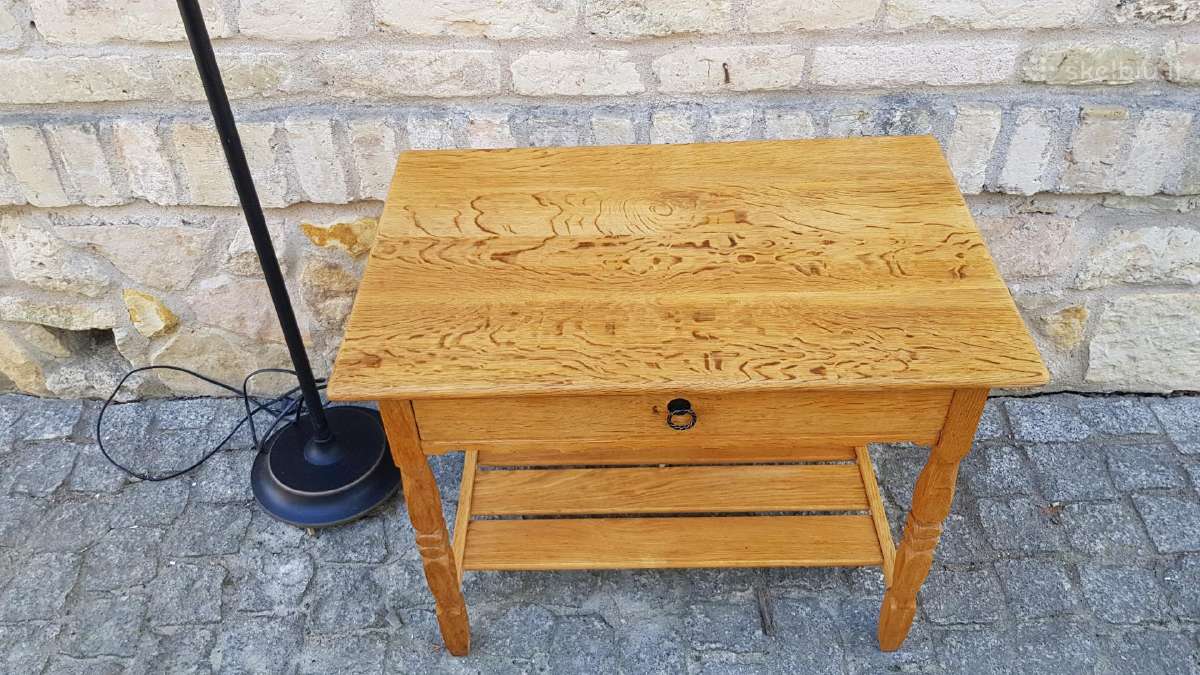 Vintažinis mid century kėnio masyvo staliukas - nuotraukos Nr. 16