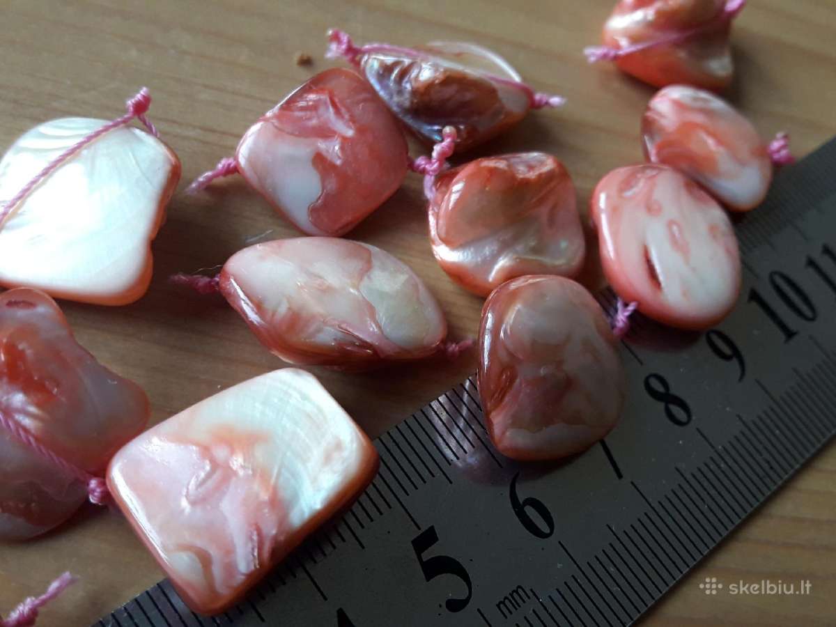 14 natūralaus perlamutro gabalėlių