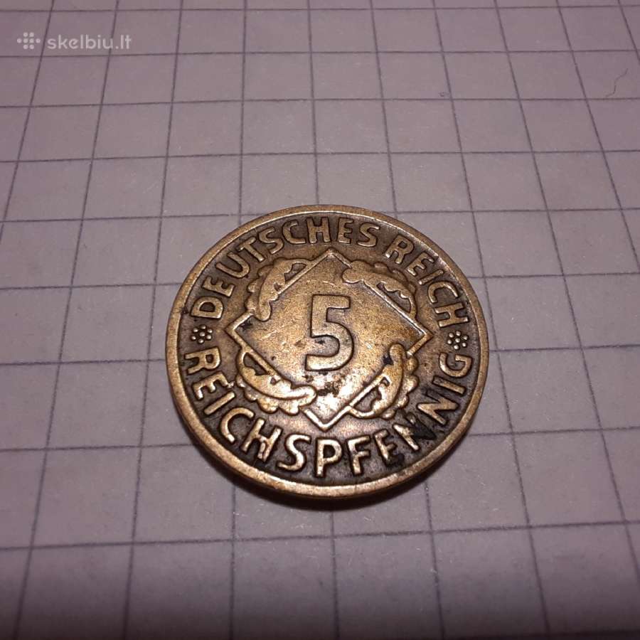 5 reich pfennig 1924-1925 N017 - nuotraukos Nr. 3