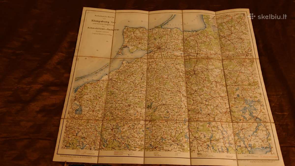 1910 m. Konigsberg originalus žemėlapis