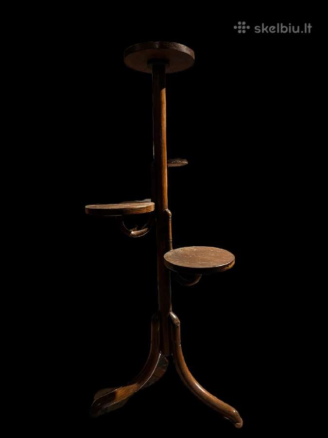 Antikvarinis retas medinis Thonet gėlių stovelis - nuotraukos Nr. 6