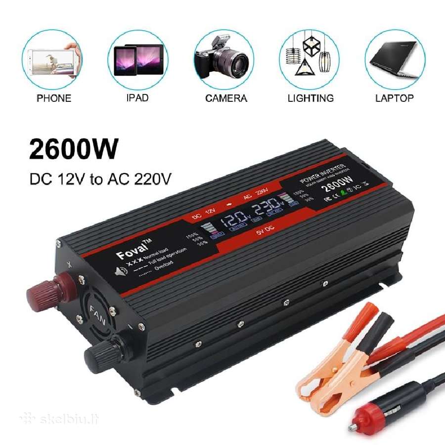 Įtampos keitiklis – inverteris 12v-220v 2600w - nuotraukos Nr. 3