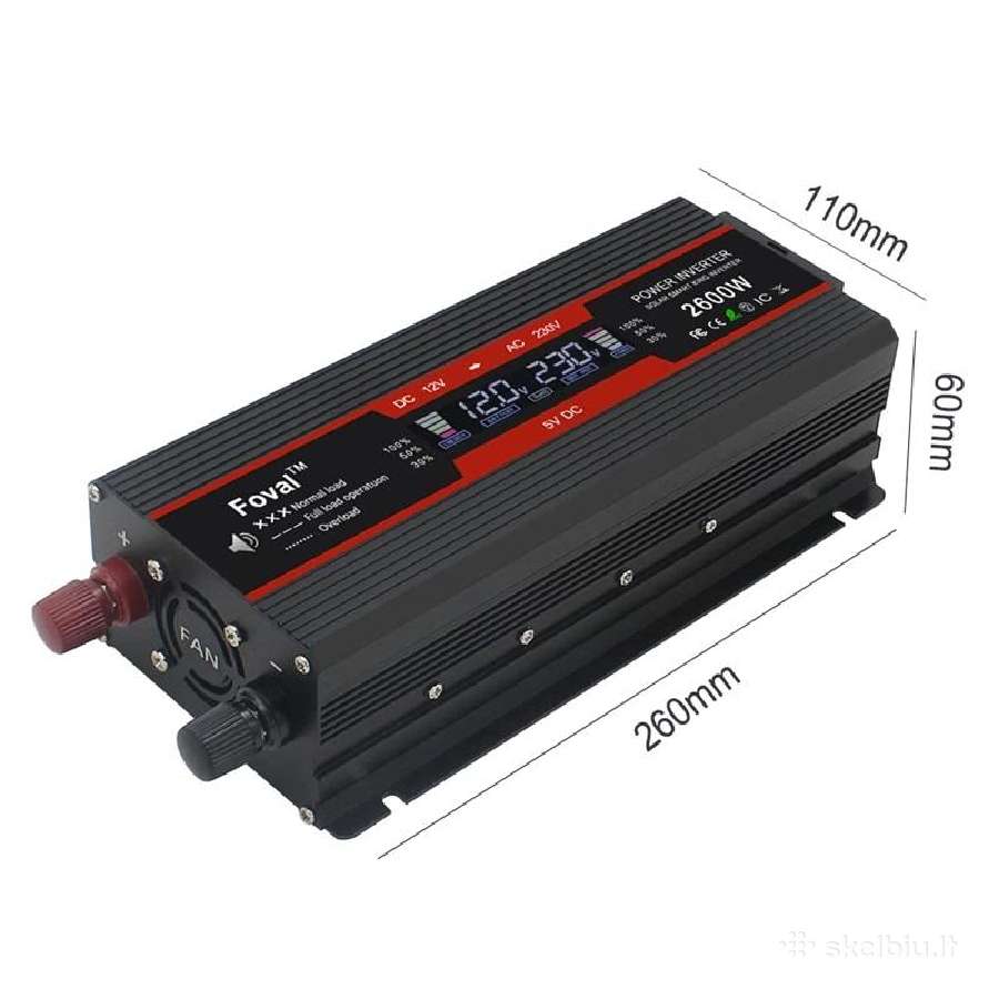 Įtampos keitiklis – inverteris 12v-220v 2600w - nuotraukos Nr. 5