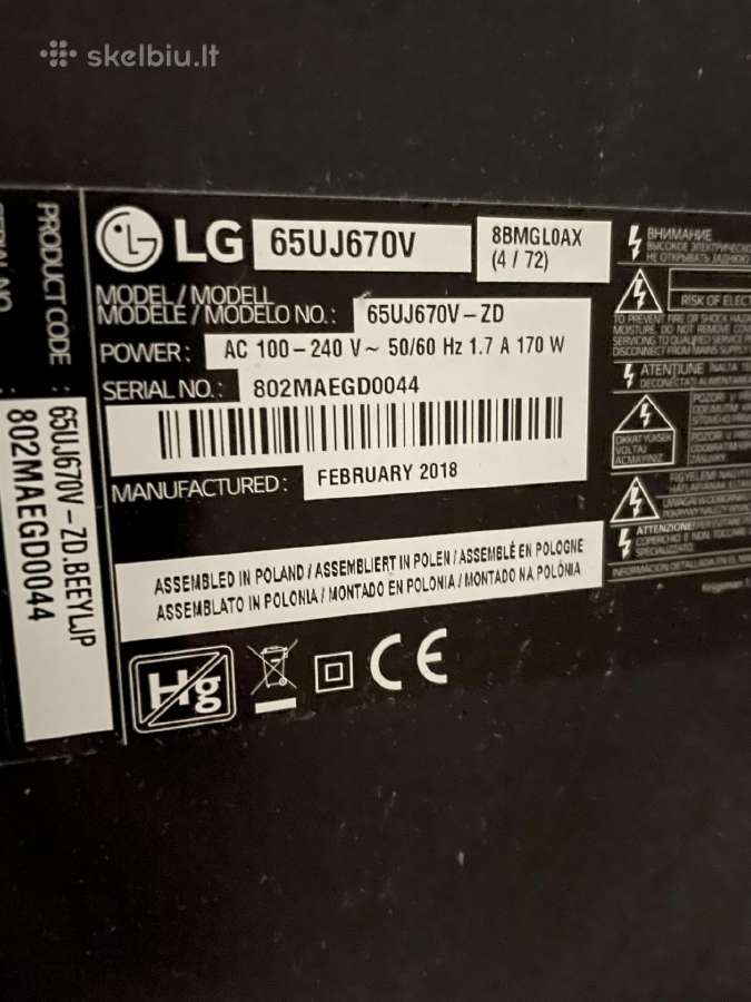 65'' LG Ultra HD 4k TV 65uj670v - nuotraukos Nr. 3