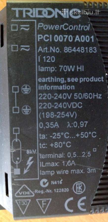 Paleidėjas metalo halogeninėms lempoms 70w - nuotraukos Nr. 2