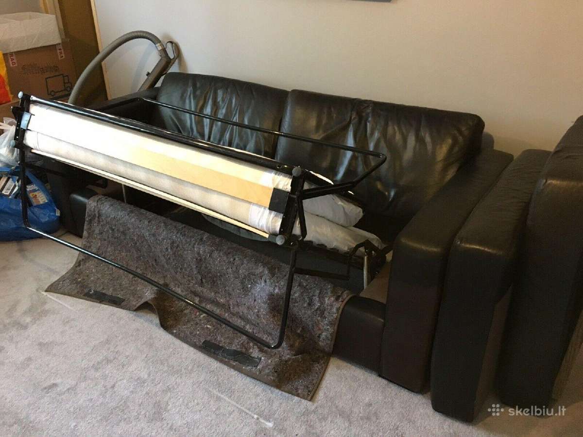 Natūralios minkštos odos sofa-lova - nuotraukos Nr. 5