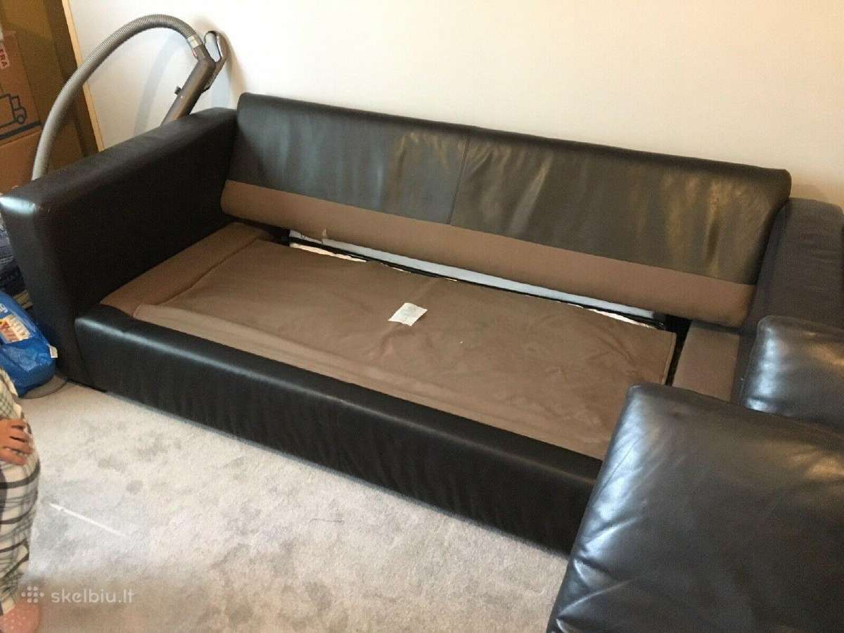 Natūralios minkštos odos sofa-lova - nuotraukos Nr. 4