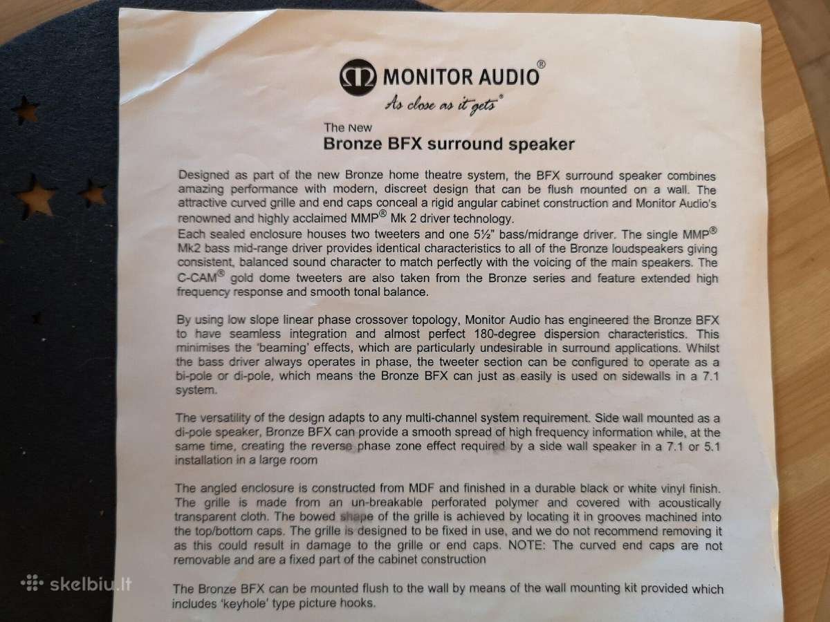 Monitor Audio Bronze Bfx kolonėlės - nuotraukos Nr. 13