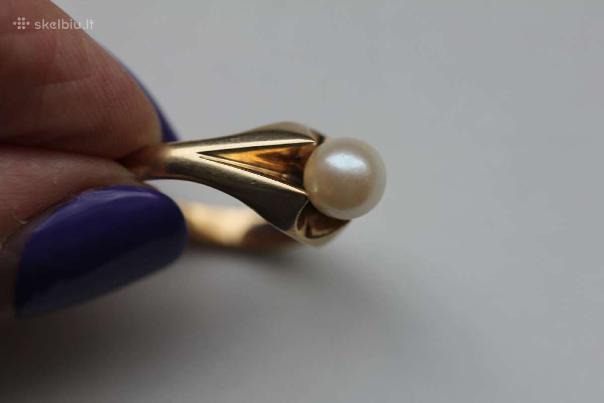 585pr.vintage aukso ziedas su perlu - nuotraukos Nr. 7
