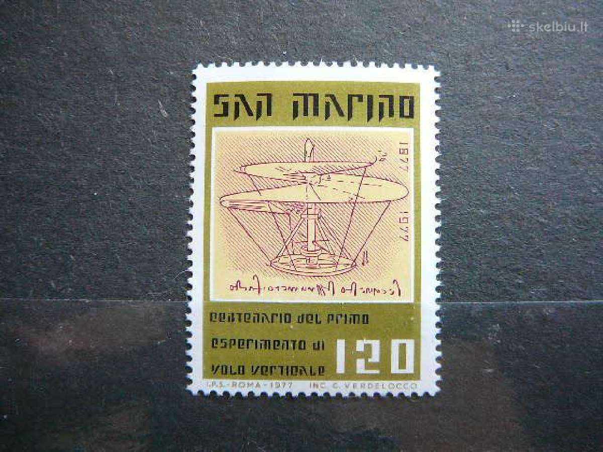 Lektuvai L. da Vincis San Marinas 1977 Mnh smr1144