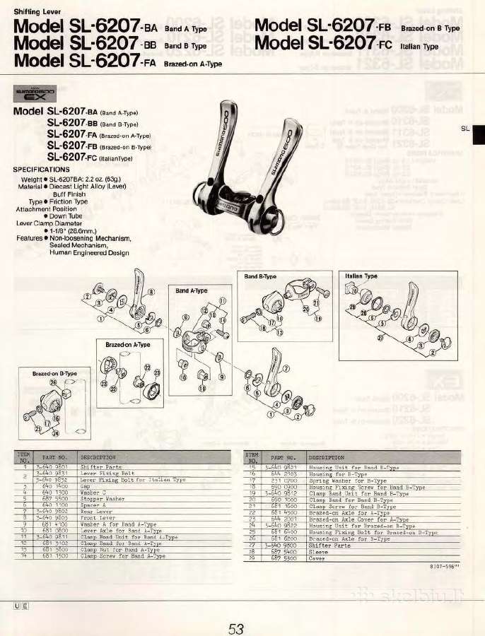 Pavarų perjungėjas Shimano SL-6207 - Ba - Vintage - nuotraukos Nr. 4
