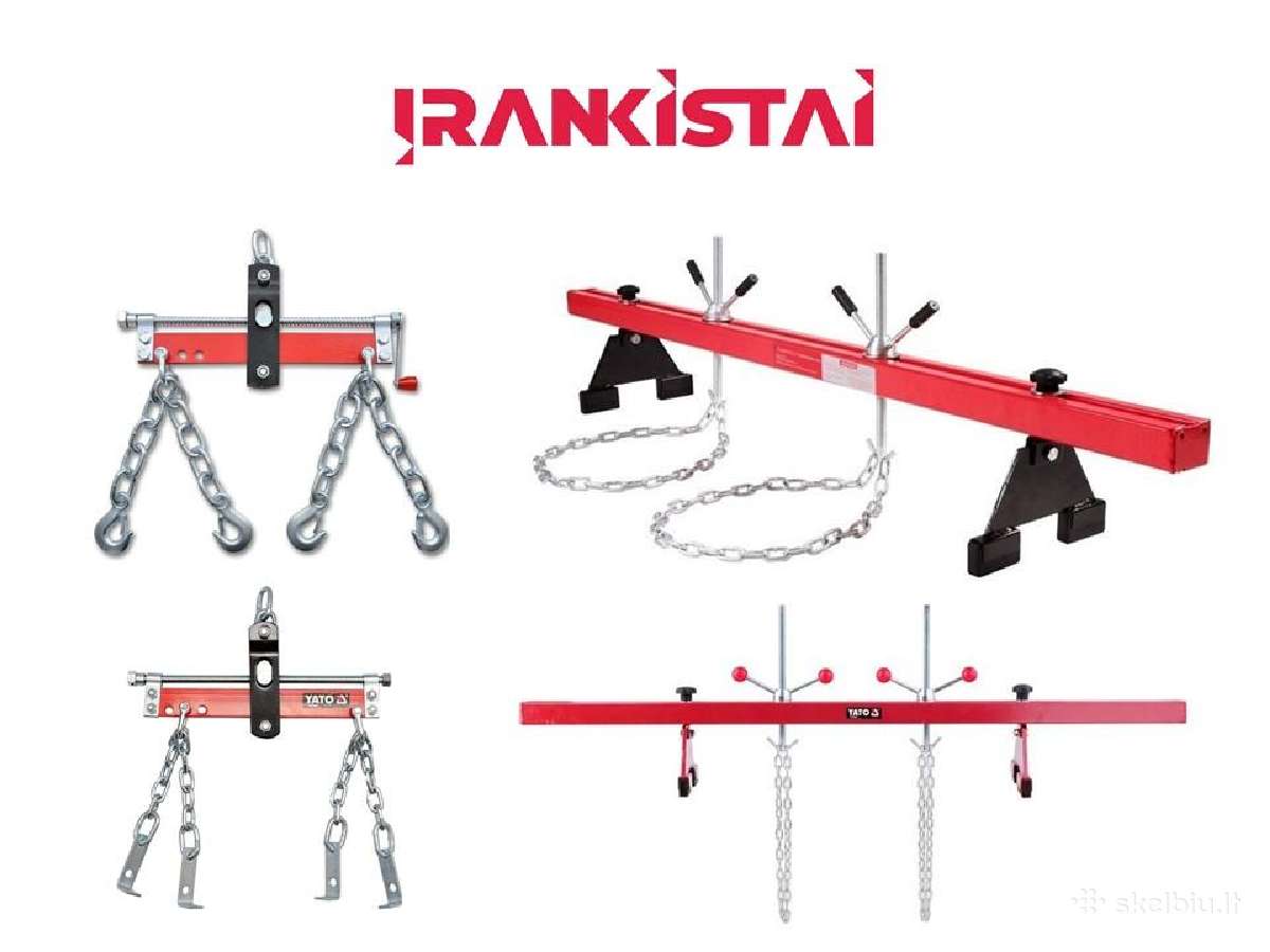 Variklio balansyrai, laikikliai, pastatymo įrankia