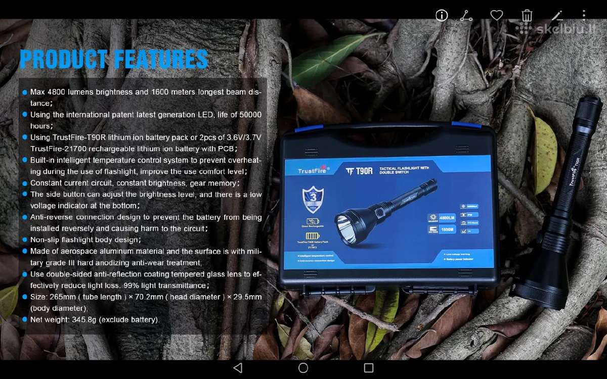 Trustfire T90r prožektorius 4800 liumenų 1600metrų - nuotraukos Nr. 3