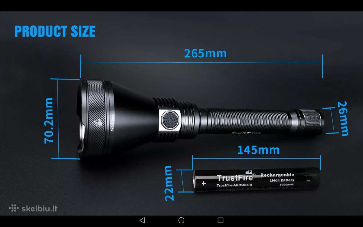 Trustfire T90r prožektorius 4800 liumenų 1600metrų - nuotraukos Nr. 10