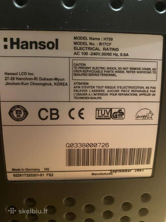 Monitorius Hansol H750 - nuotraukos Nr. 3