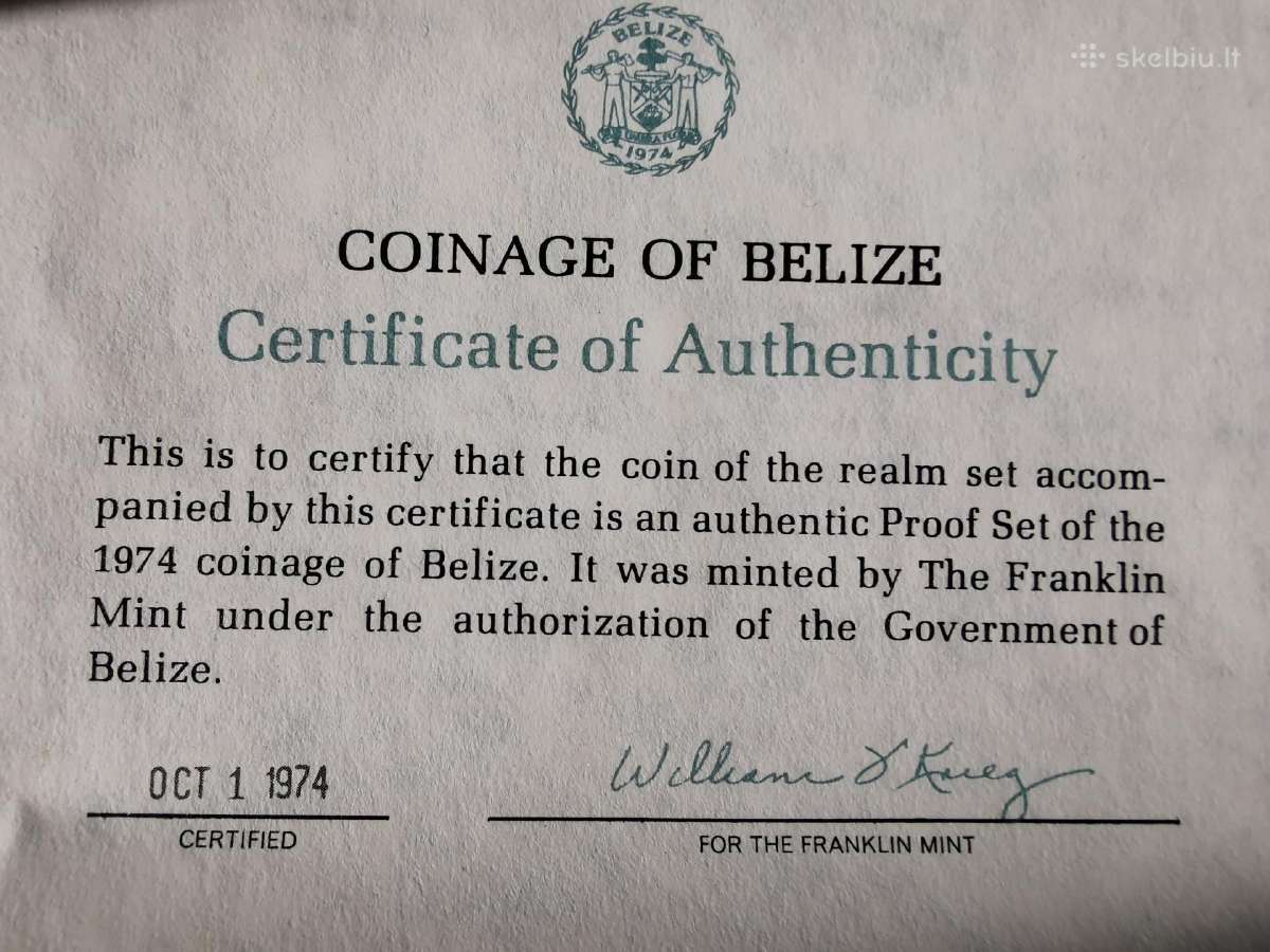 Belizas 1974m Proof rinkinys - nuotraukos Nr. 4