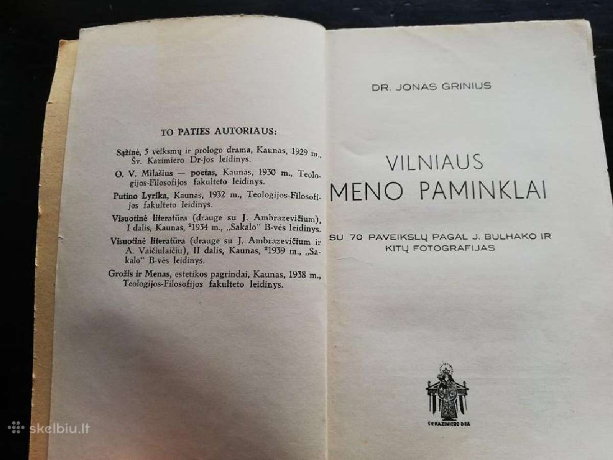 Vilniaus meno paminklai.1940m
