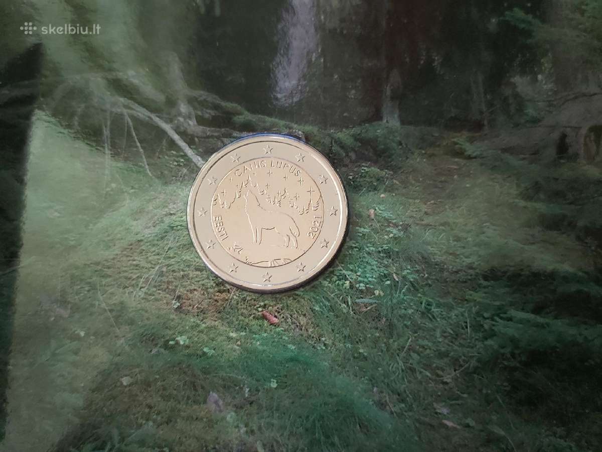 2021 Estija Vilkas 2 Eurų Bu Moneta Kortelėje! - nuotraukos Nr. 2