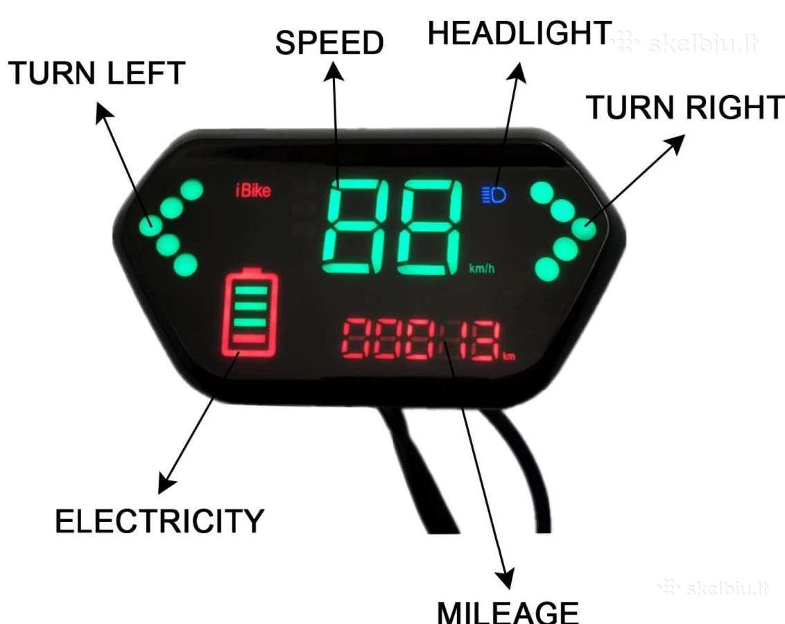 LCD ebike ekranelis spidometras odometras - nuotraukos Nr. 2