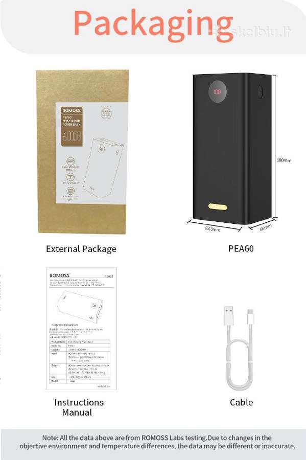 Romoss 60000mah Power Bank - nuotraukos Nr. 14