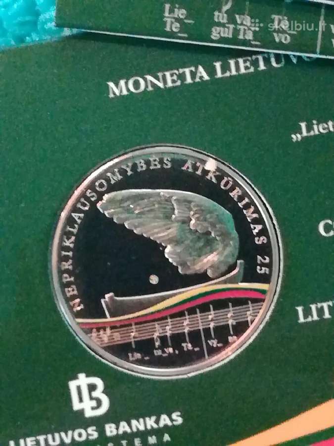 5 € Lietuvos nepriklausomybės atkūrimo 25-mečiui. - nuotraukos Nr. 2
