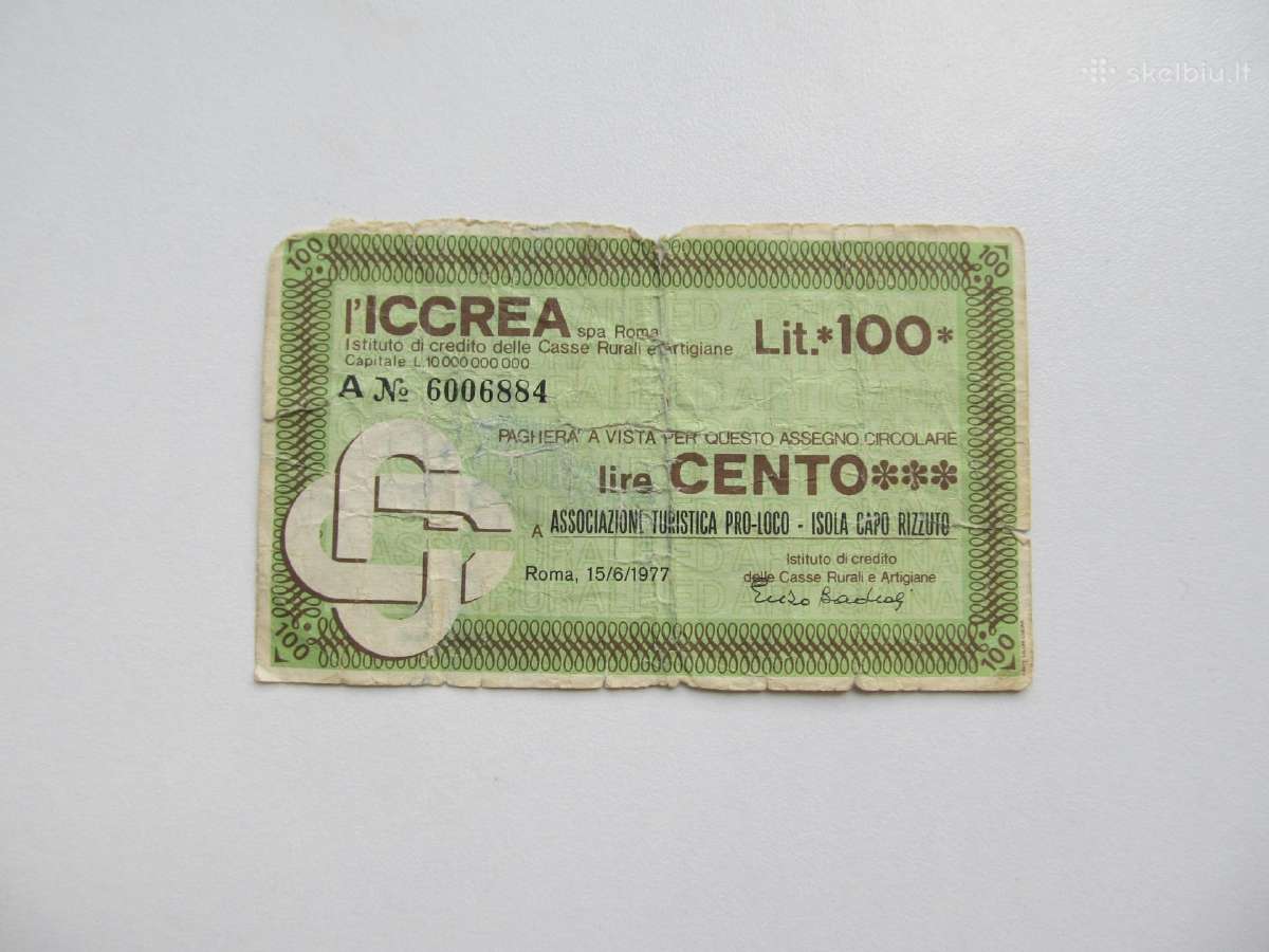 Čekis 100 liru , Italija , 1977