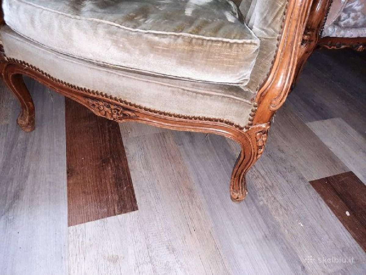 Trisede sofa ir 2 foteliai su drozinukais - nuotraukos Nr. 6