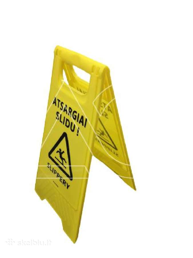 Pastatomas įspėjamasis ženklas „Atsargiai slidu“ - nuotraukos Nr. 6