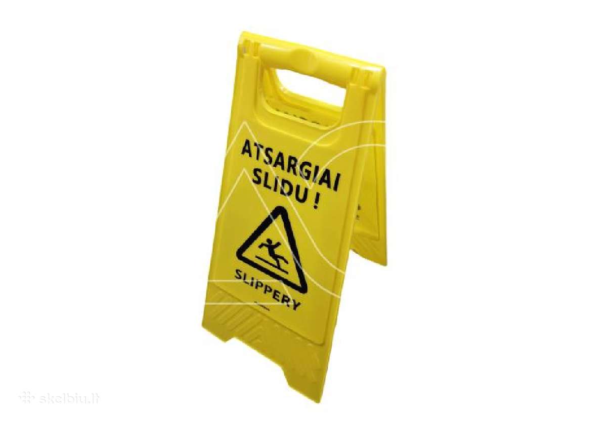 Pastatomas įspėjamasis ženklas „Atsargiai slidu“ - nuotraukos Nr. 7
